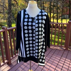 Moonlight large Black and White Polka Dot asymmetrical top.